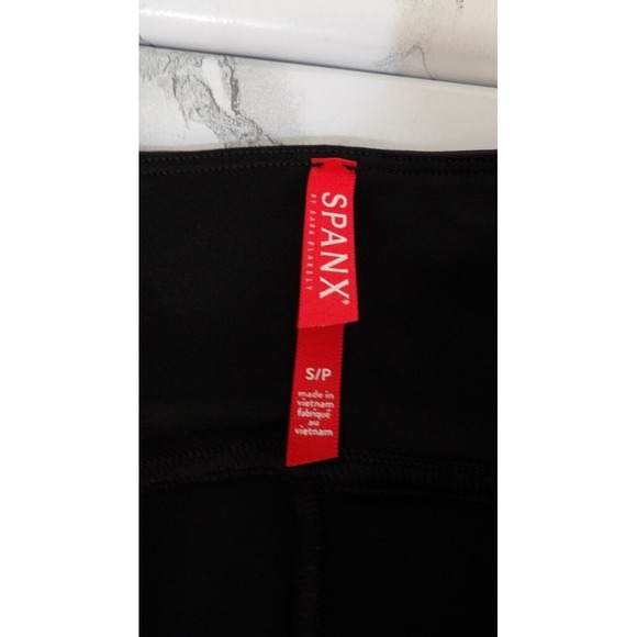 Spanx Ankle Leggings Black Camouflage Mid-Rise Wide Waistband Stretch Size Small - Picture 13 of 15